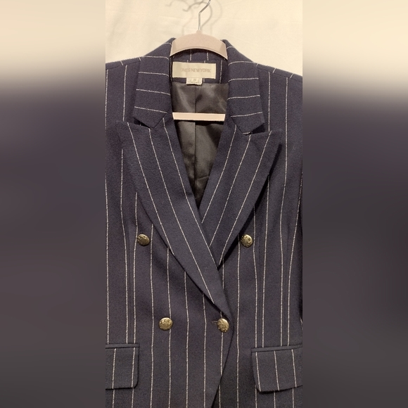 Vintage Jones New York Double Breasted Wool Blazer Women's 8 Blue Strips Preppy - Picture 2 of 11